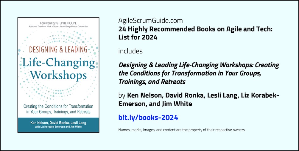 Agile Scrum Guide - 24 Highly Recommended Books on Agile and Tech - List for 2024 - v Dec 15 2023 - 13 - Workshops - Tw LwRes