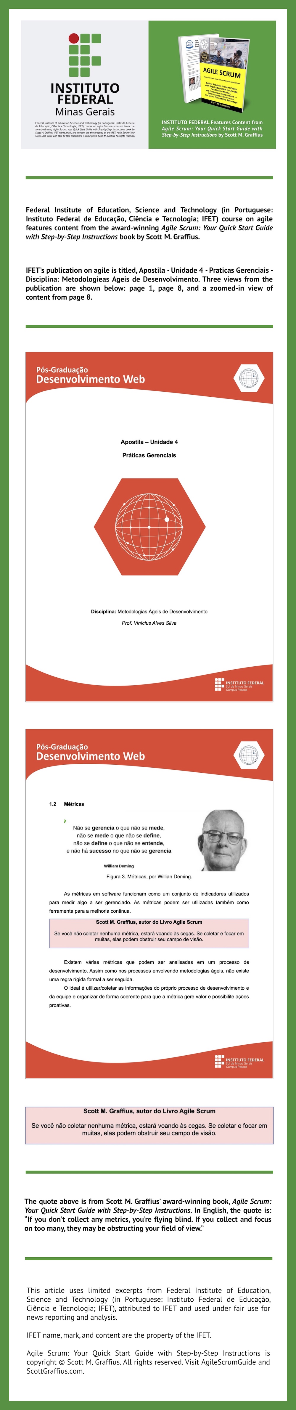 INSTITUTO FEDERAL Features Content from Agile Scrum - Your Quick Start Guide with Step-by-Step Instructions by Scott M Graffius - Excerpts - LwRes