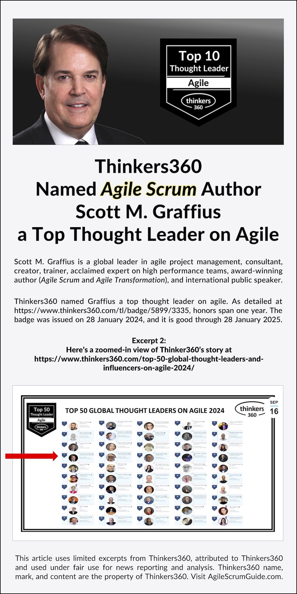 Thinkers360 Named &#39;Agile Scrum&#39; Author Scott M Graffius a Top Thought Leader on Agile - Jan 2024 Through Jan 2025 - ASG - Excerpt - 2 - LwRes