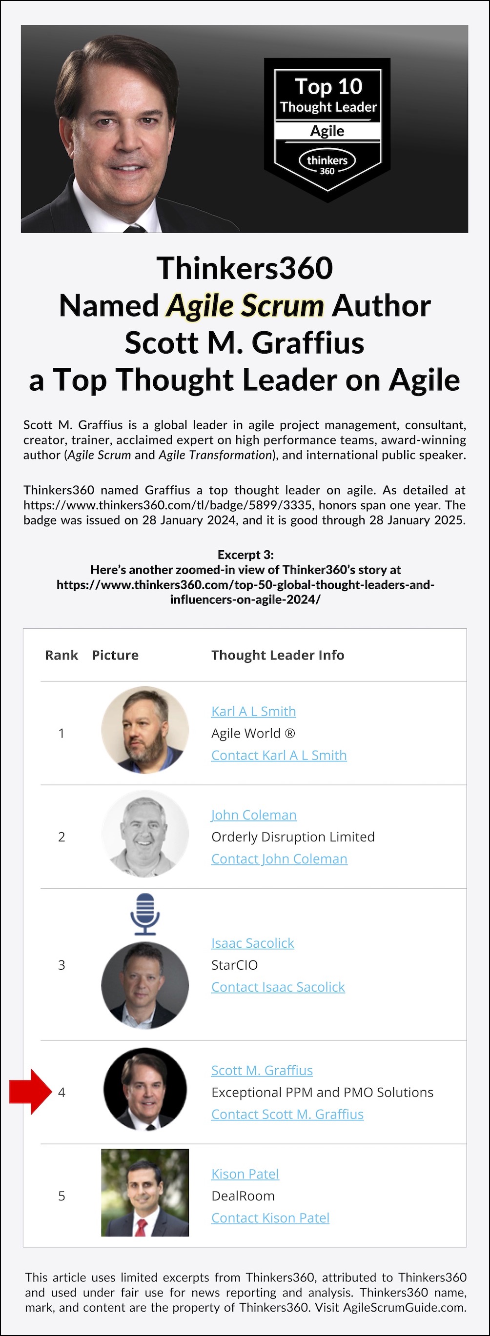 Thinkers360 Named &#39;Agile Scrum&#39; Author Scott M Graffius a Top Thought Leader on Agile - Jan 2024 Through Jan 2025 - ASG - Excerpt - 3 - LwRes